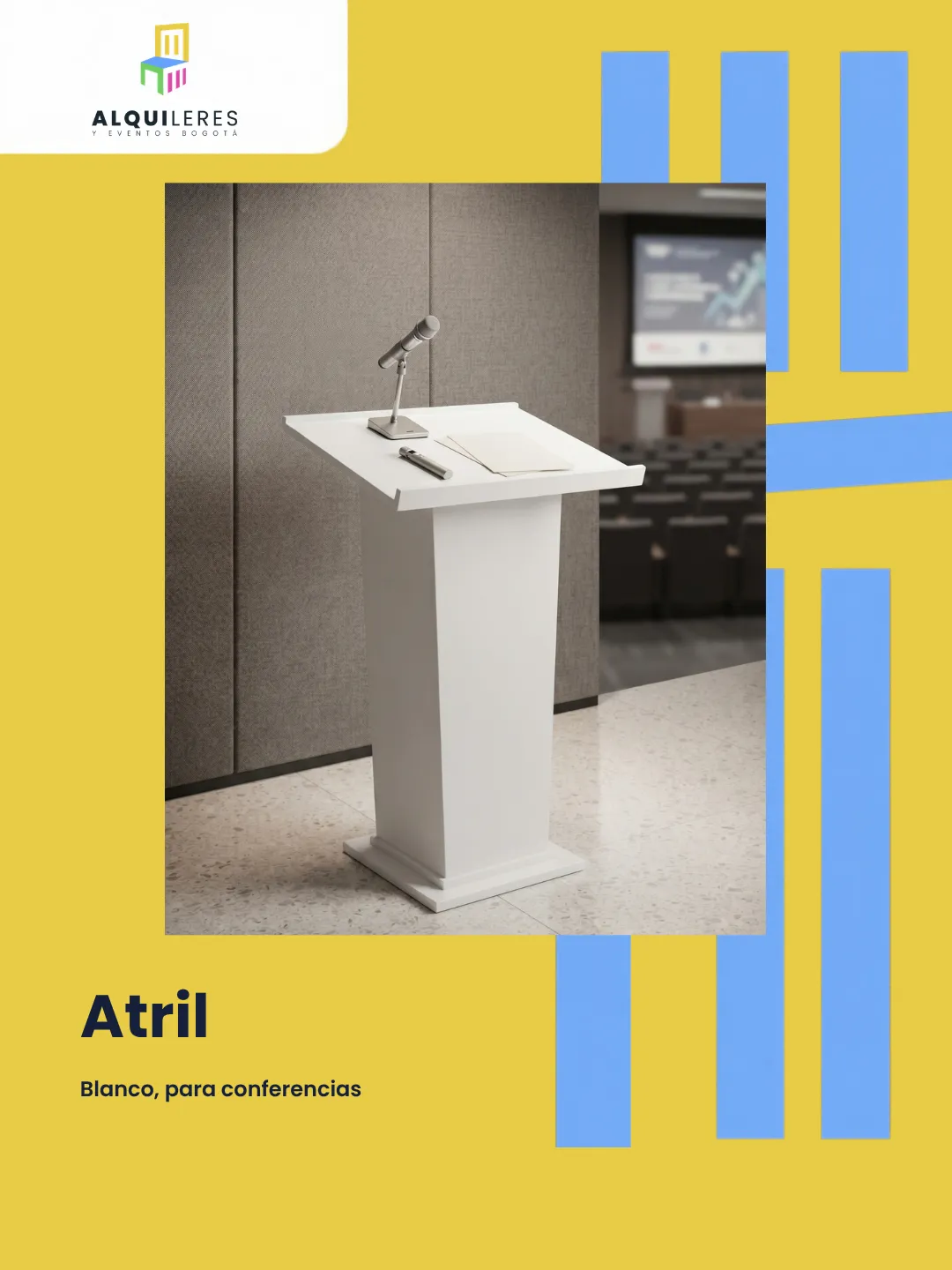 Atril blanco para discursos y conferencias
