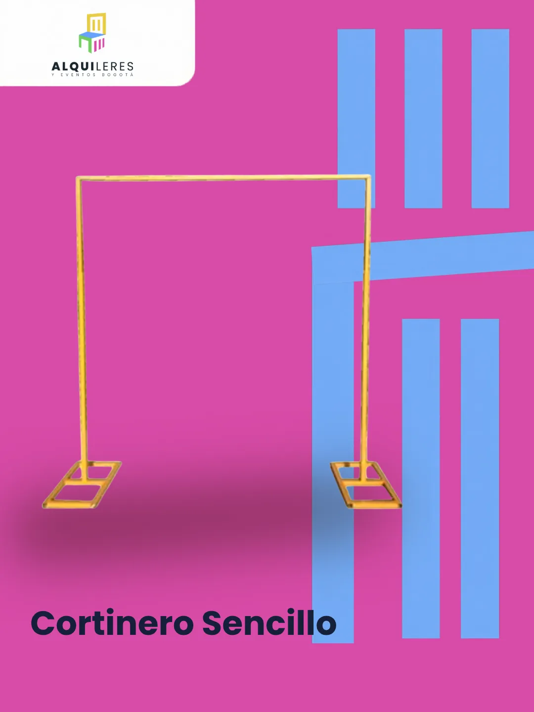 Cortinero sencillo rectangular en metal dorado para colgar telas de fondo