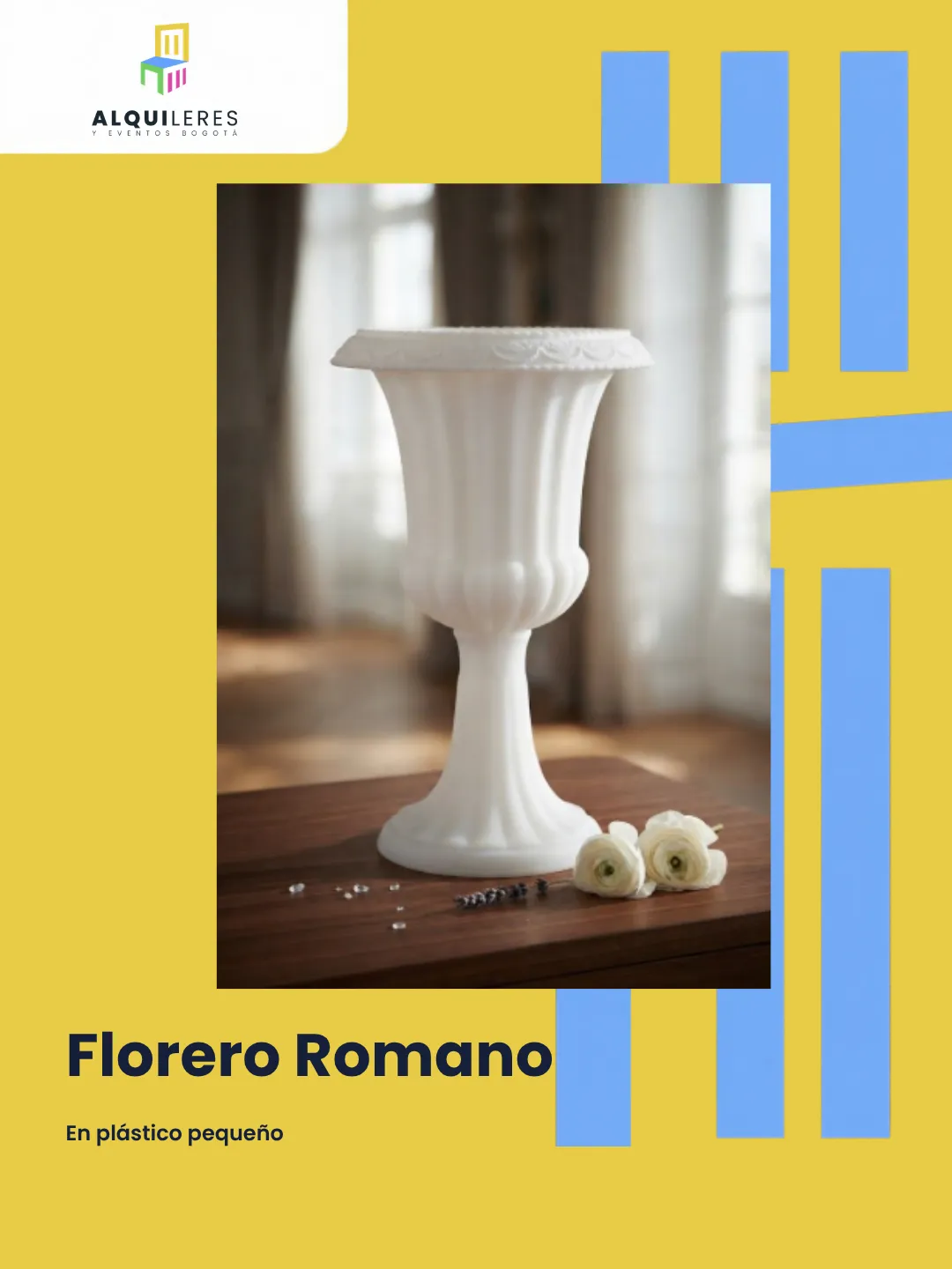 Florero romano blanco en plástico de estilo clásico
