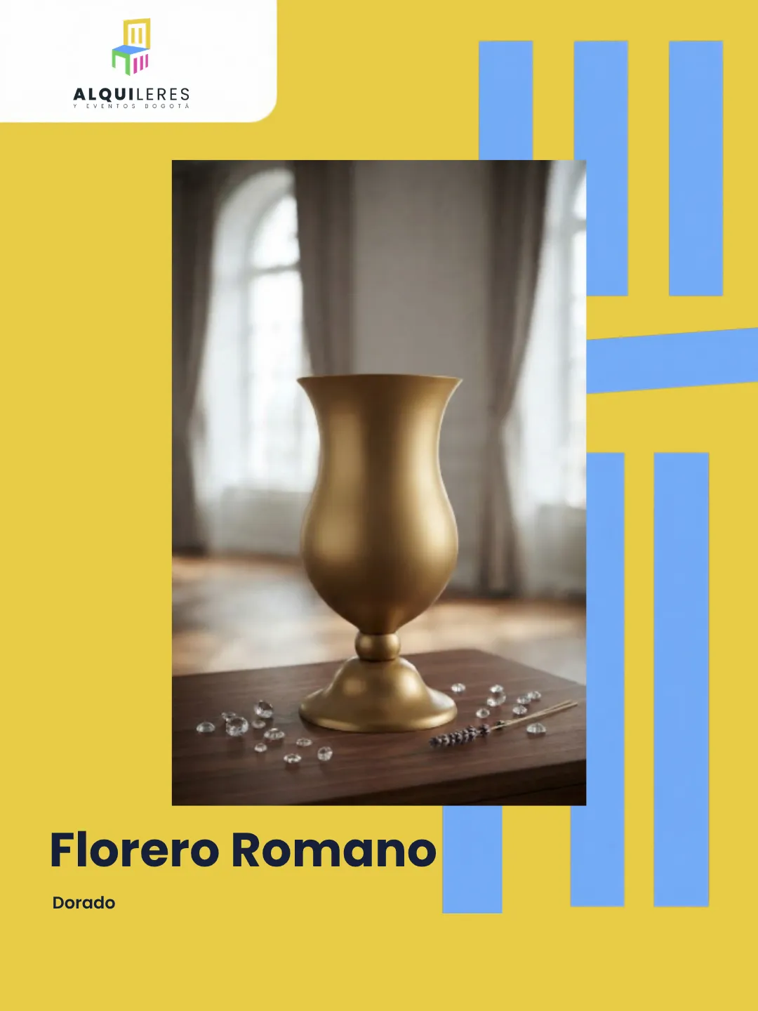 Florero romano dorado de estilo clásico
