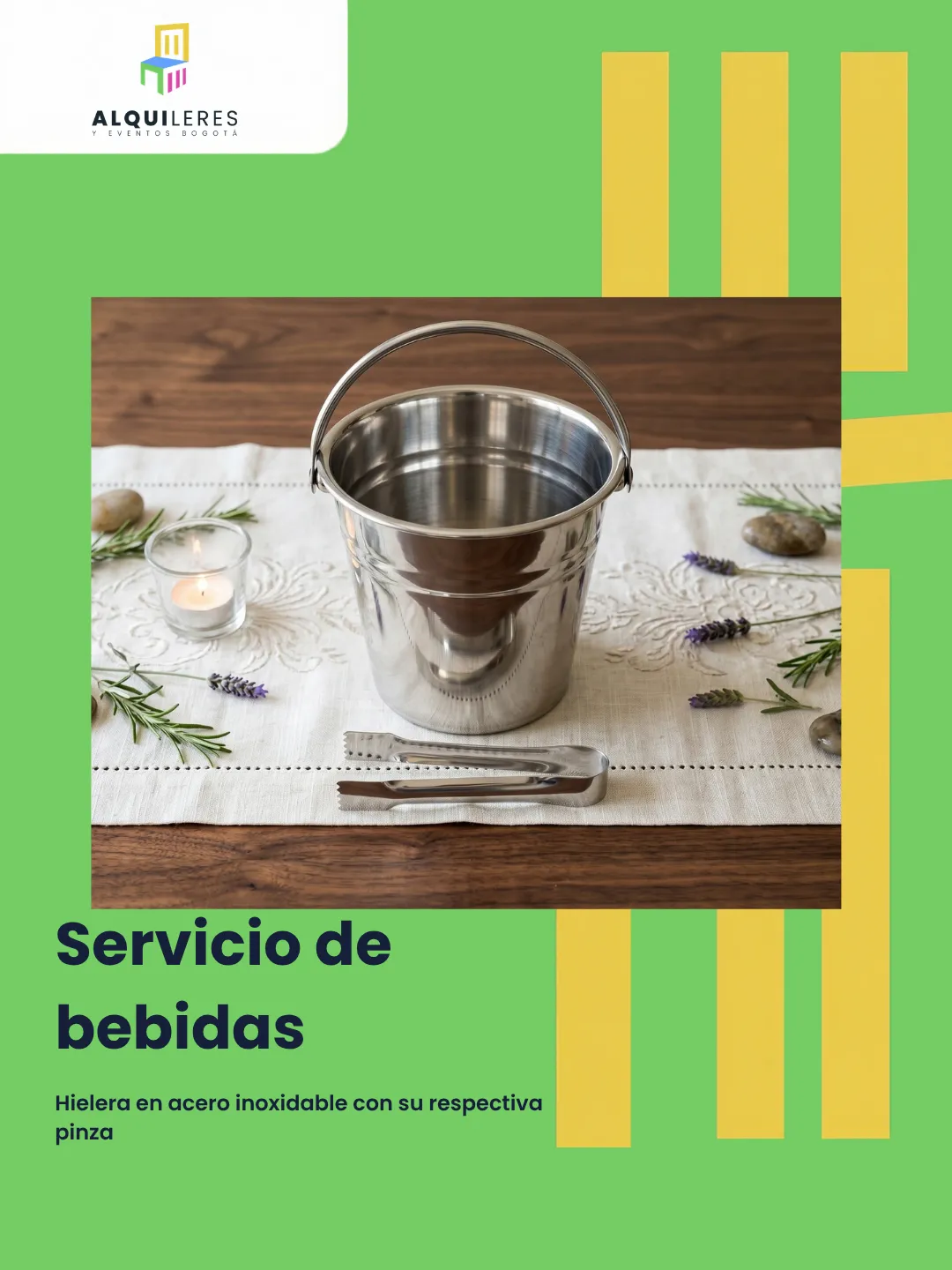 Hielera en acero inoxidable con pinza para hielo