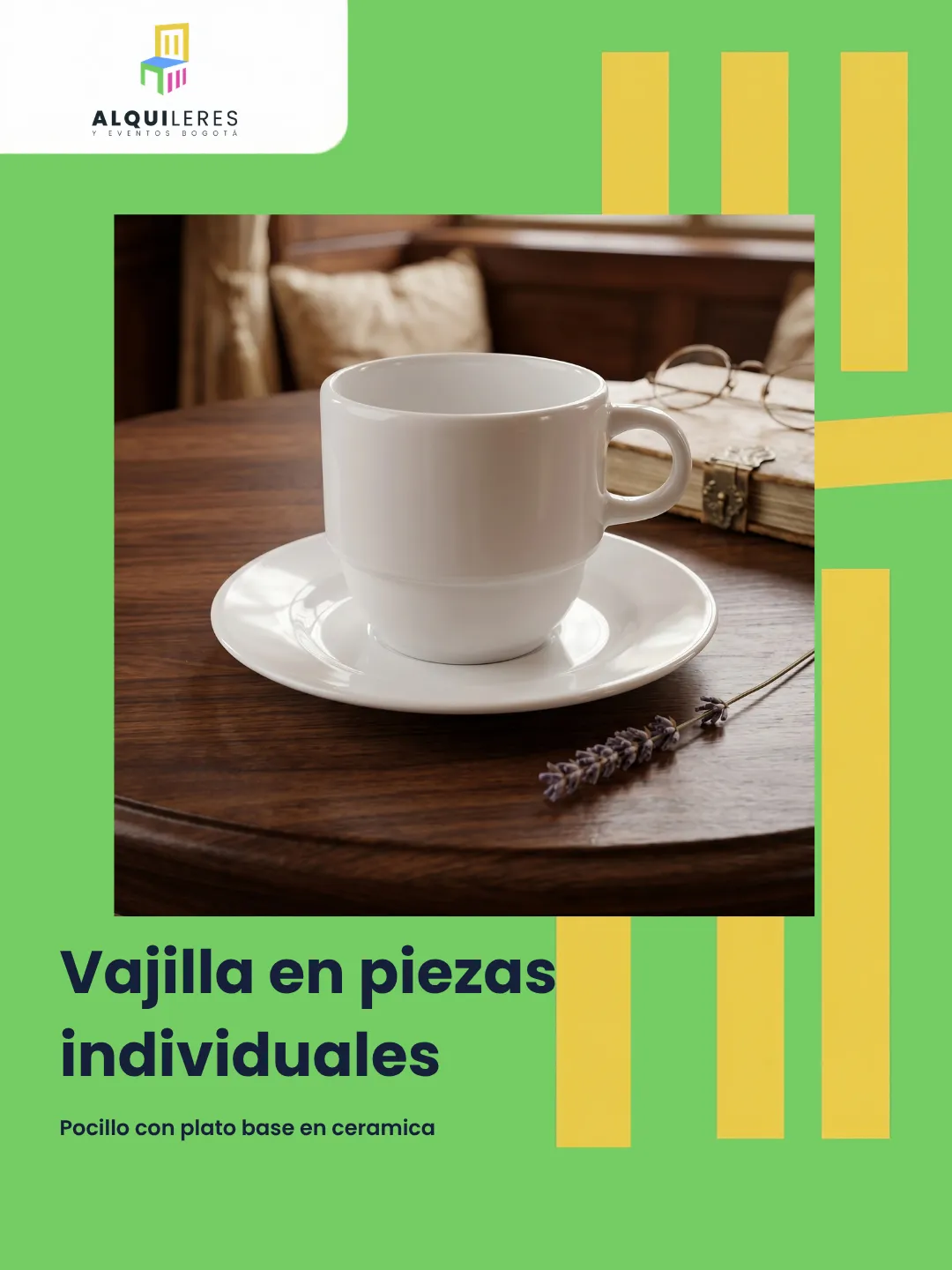Pocillo de cerámica blanca con plato para servir café o chocolate