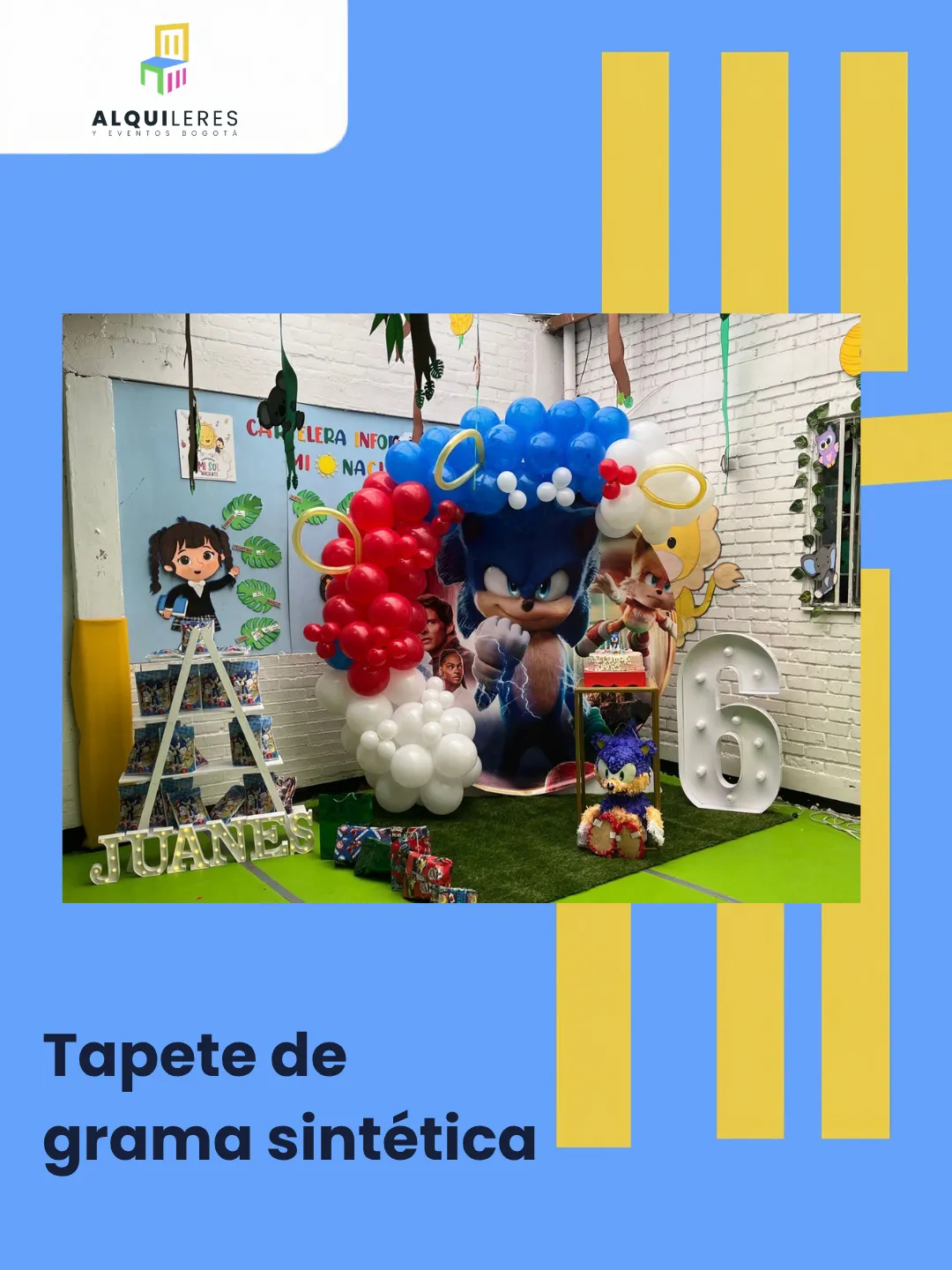Tapete de grama sintética verde claro para fiesta infantil