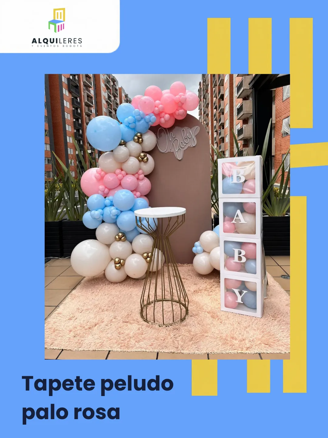 Tapete peludo palo rosa para baby shower
