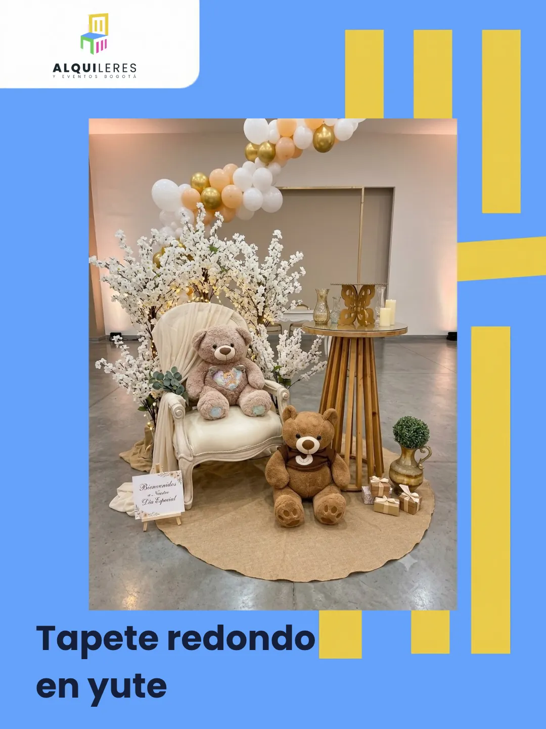 Tapete redondo en yute de fibra natural para montaje de estilo boho