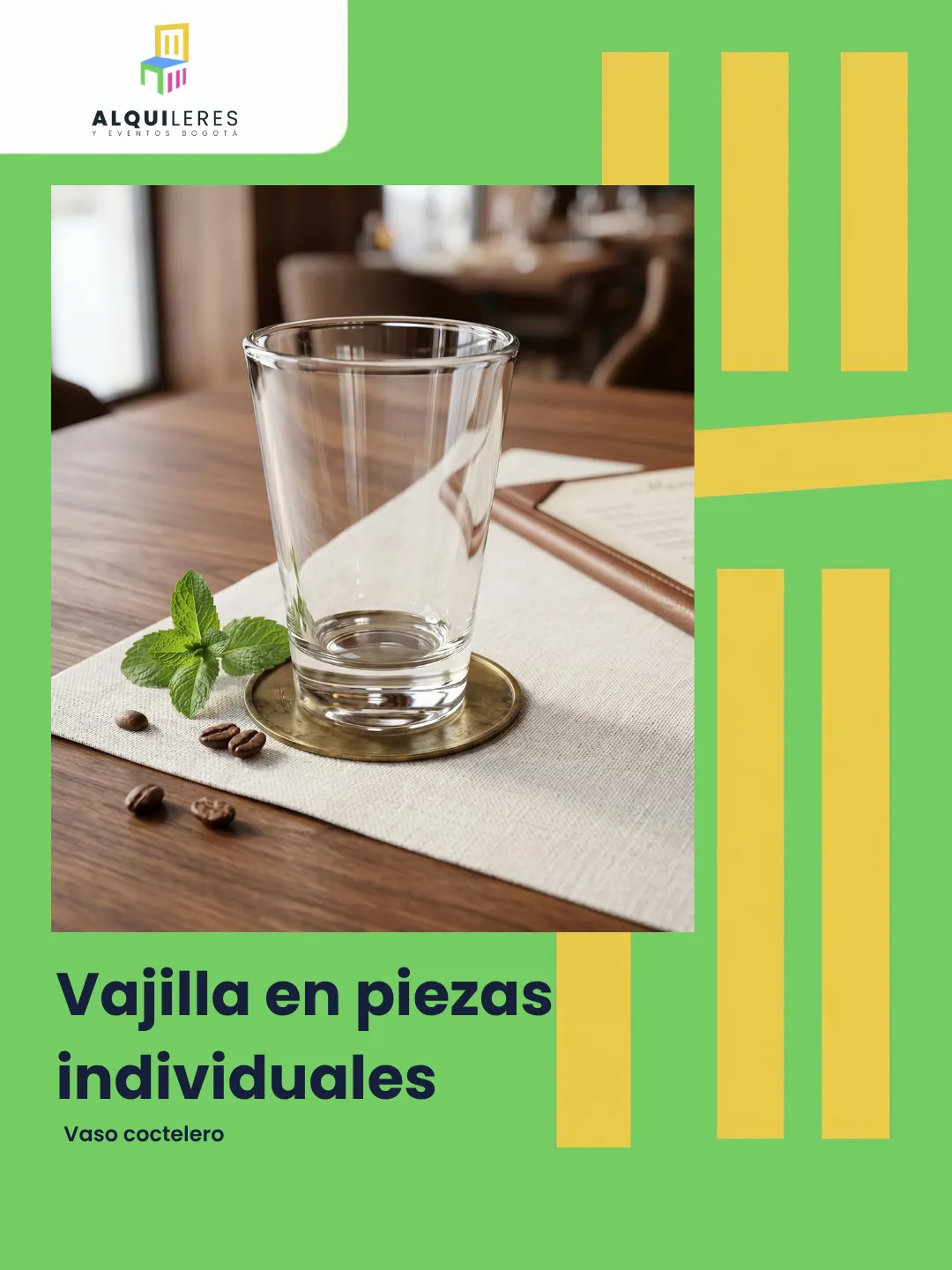 Vaso coctelero de vidrio
